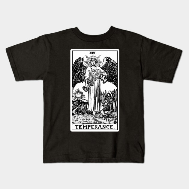 XIV. Temperance Tarot Card | Black and white Kids T-Shirt by wildtribe